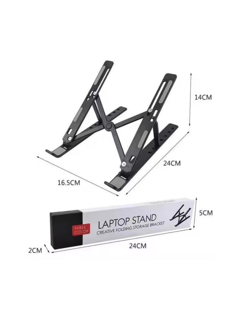 حامل كمبيوتر محمول قابل للتعديل - حامل مريح قابل للطي والمحمول لأجهزة MacBook وDell وHP وSony Metal Build 7 مستويات الارتفاع متضمن - Image 1