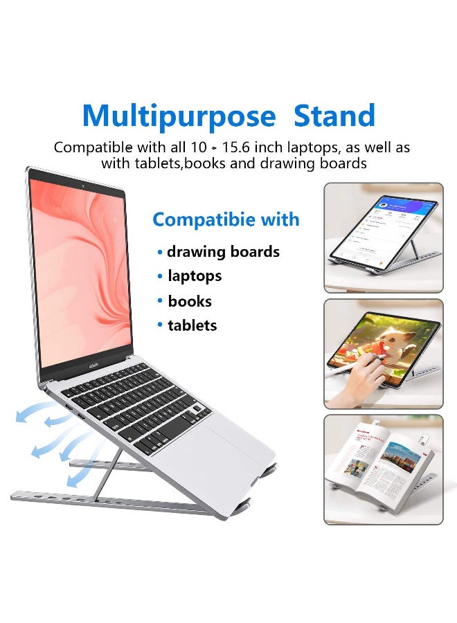 حامل كمبيوتر محمول قابل للتعديل - حامل مريح قابل للطي والمحمول لأجهزة MacBook وDell وHP وSony Metal Build 7 مستويات الارتفاع متضمن - Image 4