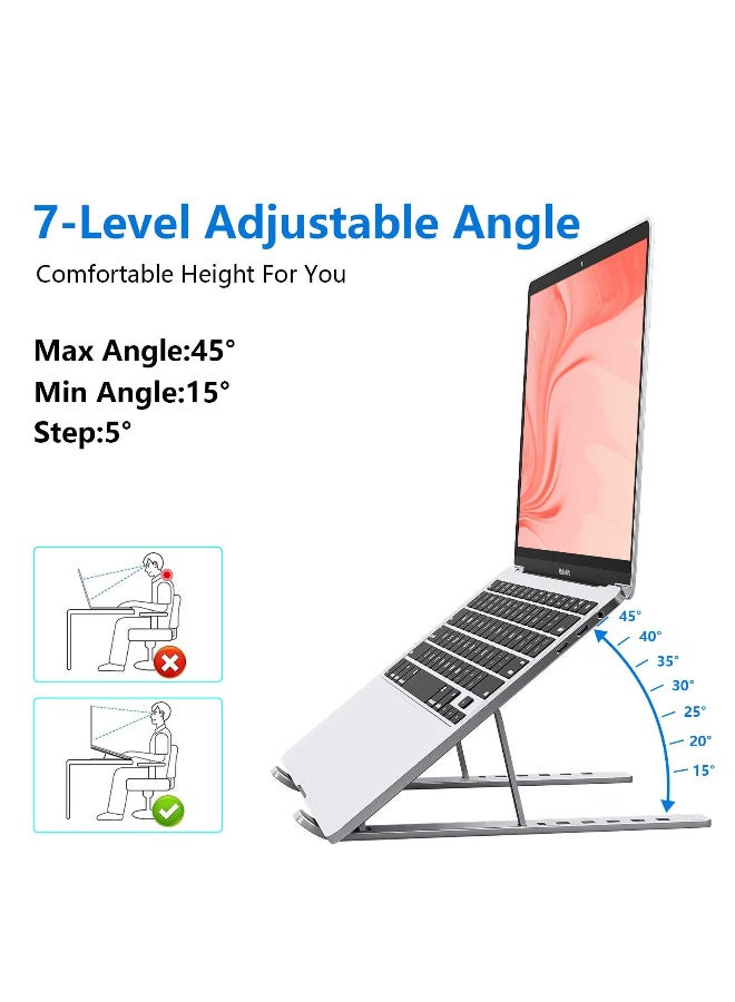 حامل كمبيوتر محمول قابل للتعديل - حامل مريح قابل للطي والمحمول لأجهزة MacBook وDell وHP وSony Metal Build 7 مستويات الارتفاع متضمن - Image 5