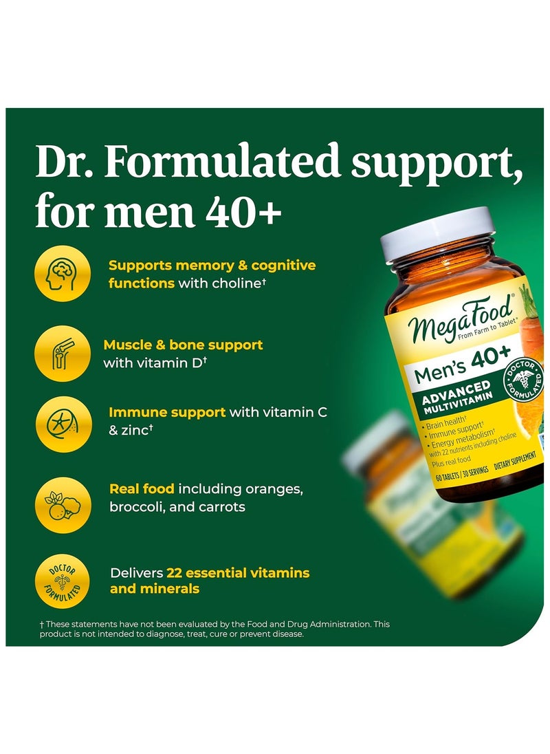 MegaFood MegaFood Men's 40+, advanced multivitamin, supports energy metabolism, immune and brain health, 22 nutrients including chlorine. dietary supplement 120 tablets 60 servings.  - Image 5