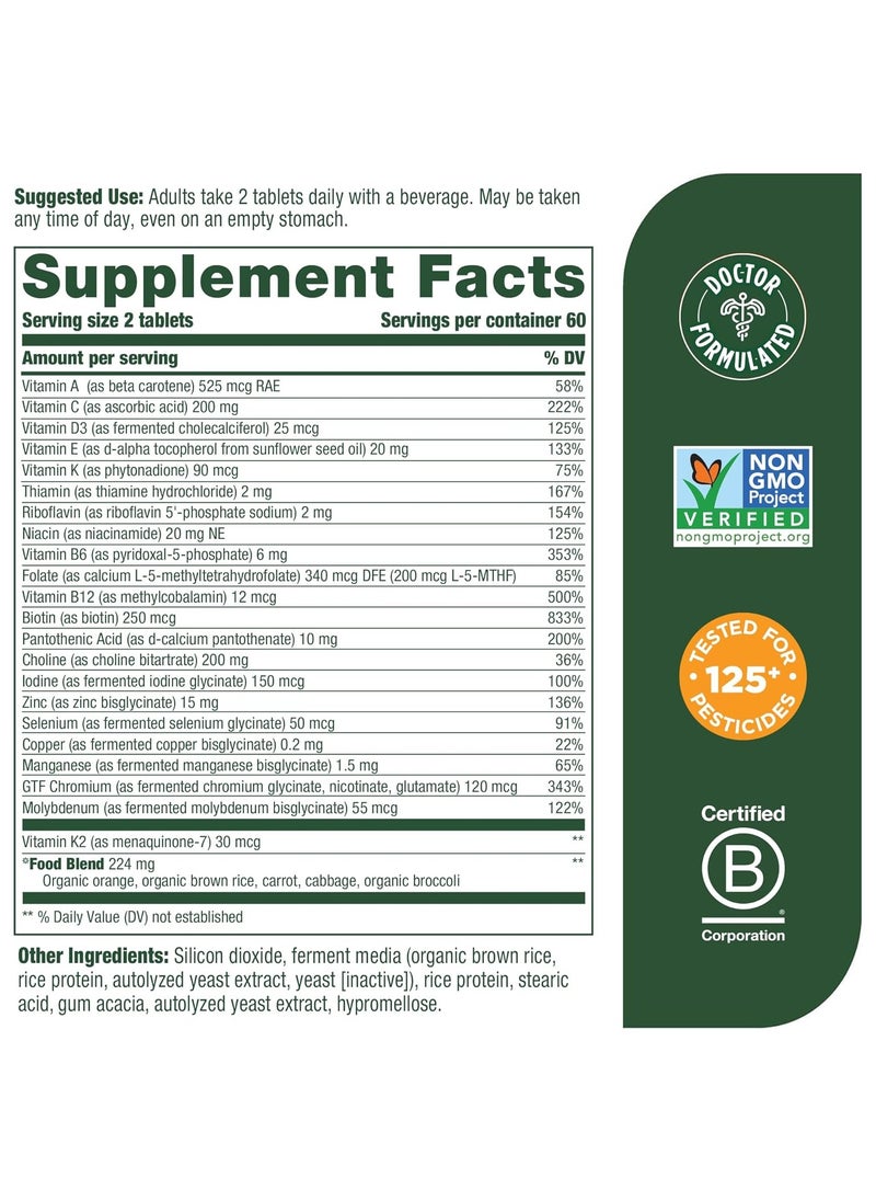 MegaFood MegaFood Men's 40+, advanced multivitamin, supports energy metabolism, immune and brain health, 22 nutrients including chlorine. dietary supplement 120 tablets 60 servings.  - Image 2