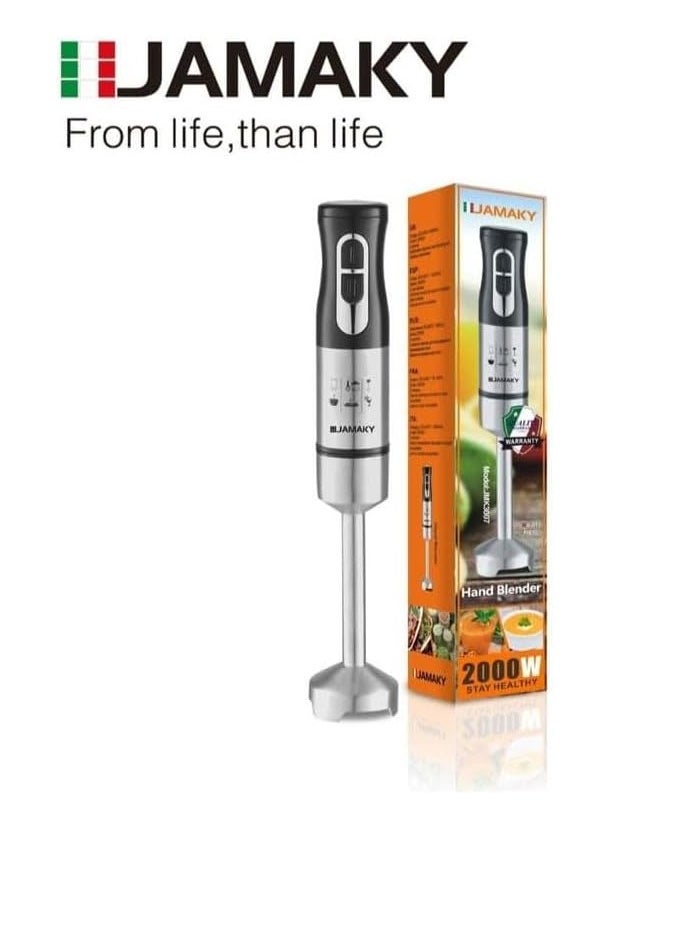 JAMAKY Italy JMK3007, anti-rust, stainless steel hand blender, 2000 watt, two speeds (Italian)  - Image 2