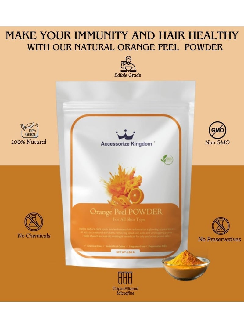 Accessories 22 Orange Peel Powder (100gm) â€“ 100% Natural & Pure | Suitable for Skin & Hair | Brightens Skin, Reduces Dark Spots & Unclogs Pores | Absorbs Excess Oil, Controls Acne & Promotes Healthy Scalp - Image 2