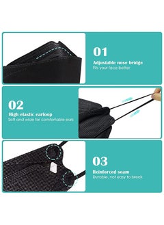 KHAJUL 10 Pieces KF94 Face Masks, 4-Layer Breathable 3D Design, Anti-Dust, Metal Nose Clip, Earloop, Individually Wrapped (Black)  - Image 3