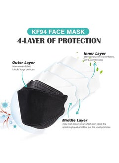 KHAJUL 10 Pieces KF94 Face Masks, 4-Layer Breathable 3D Design, Anti-Dust, Metal Nose Clip, Earloop, Individually Wrapped (Black)  - Image 4