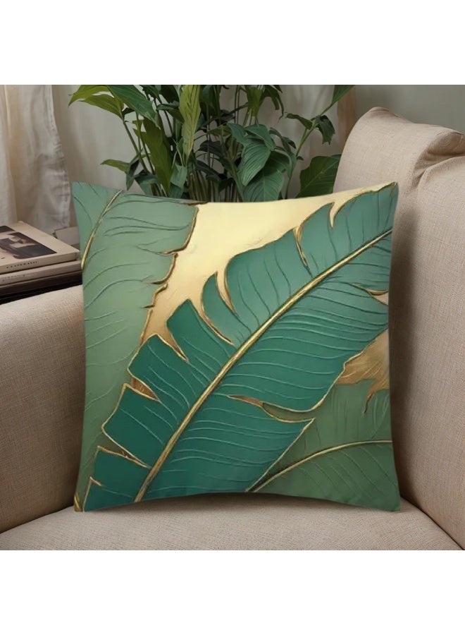 مجموعة من 4 أغطية وسائد مربعة مزخرفة من الكتان بنمط نباتات استوائية مقاس 18 × 18 بوصة لغرفة المعيشة المنزلية وأغطية وسائد أريكة مزخرفة وديكورات، أغطية وسائد، أغطية وسائد رمي - Image 4