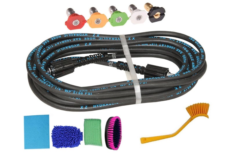 Digital Craft Digital Craft Hydraulic Pressure Washer Hose Pipe 2750PSI M2215 14mm High Pressure Washer Hose Spray Water Hydraulic Pressure Washer Pipe 8MTR5Pc Nozzel SetHousekeeping 5 Item Set 