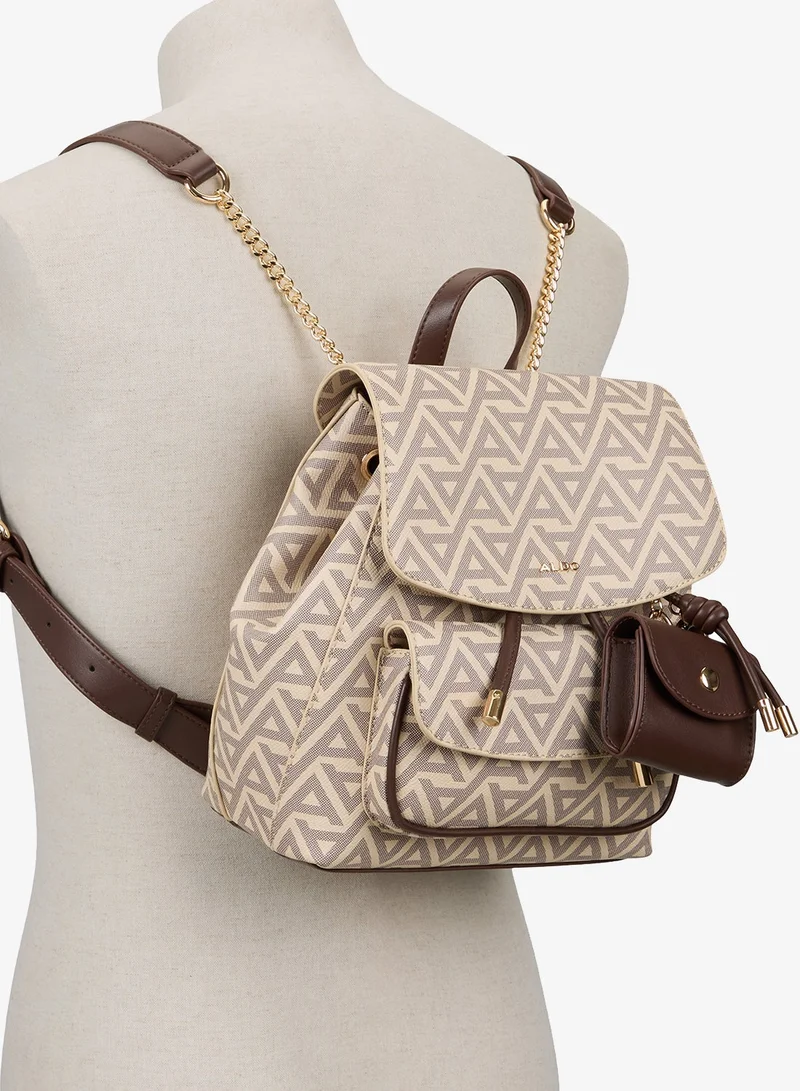 Aldo Brown Primary - Multi Miniella Printed Flap Backpack With Coin Purse for Women | Best Price UAE