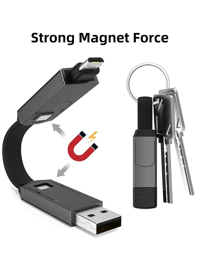 SUNDAREE كابل شحن متعدد الاستخدامات 4 في 1، سلسلة مفاتيح مغناطيسية من سبائك الزنك، شاحن سريع مع موصلات Type C/IP لأجهزة MacBook/الهواتف/iPad، شاحن محمول بتقنية PD بقوة 60 واط كهدية. - Image 3