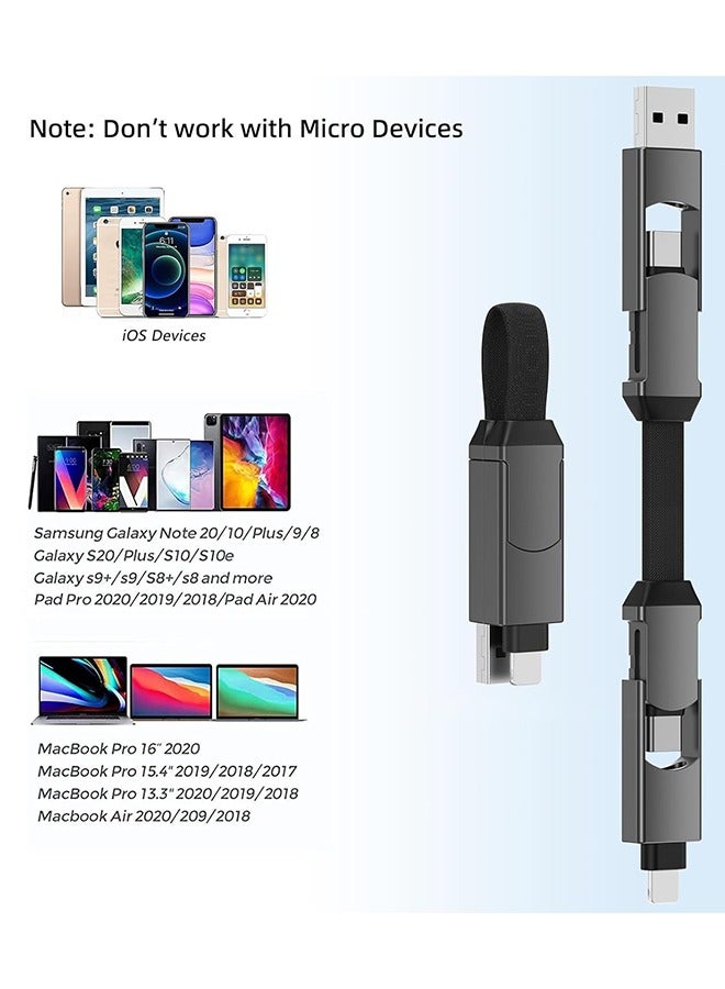 SUNDAREE كابل شحن متعدد الاستخدامات 4 في 1، سلسلة مفاتيح مغناطيسية من سبائك الزنك، شاحن سريع مع موصلات Type C/IP لأجهزة MacBook/الهواتف/iPad، شاحن محمول بتقنية PD بقوة 60 واط كهدية. - Image 5