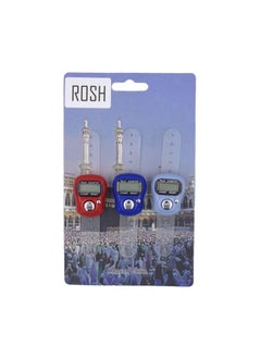 Rosh 3-Piece Digital Electronic Finger Tally Counter-Multicolour 