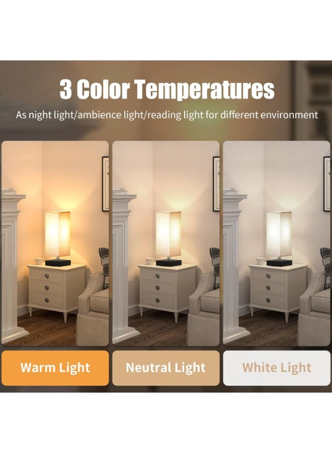 Small Table Lamp for Bedroom, Bedside Lamps for Nightstand, Minimalist Night Stand Light with Square Fabric Shade, Desk Reading Lamp for Kids Room Living Room Office Dorm - Image 5