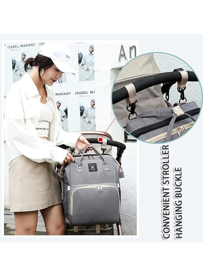 حقيبة حفاضات الأطفال حقيبة مومياء محمولة حقيبة ظهر كبيرة متعددة الوظائف لحفاضات الأطفال مع جيوب للزجاجات وسرير تغيير قابل للطي لحديثي الولادة حقيبة سفر الأم/الأب - Image 3