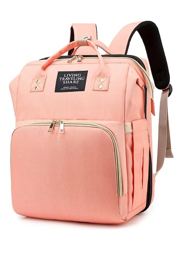 حقيبة حفاضات الأطفال حقيبة مومياء محمولة حقيبة ظهر كبيرة متعددة الوظائف لحفاضات الأطفال مع جيوب للزجاجات وسرير تغيير قابل للطي لحديثي الولادة حقيبة سفر الأم/الأب - Image 1