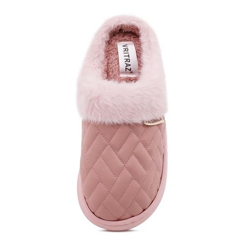 VRITRAZ Women’s Slippers Soft Plush Winter Wear | Warm Indoor & Outdoor Home Slides | Comfortable Cozy Fashion Footwear for Ladies (Size 7, Pink) - Image 4