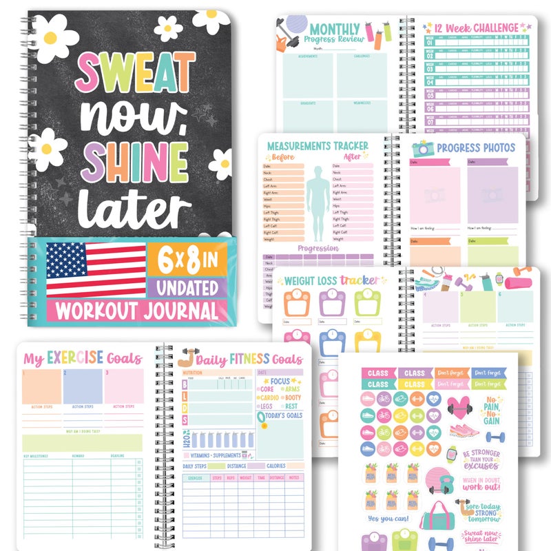 Hadley Designs Fitness Journal for Women - Workout Journal for Women, Food and Fitness Journals, Undated Workout Log Book Planner, Exercise and Gym Journals, Exercise Planner Weight Loss Tracker - Image 1