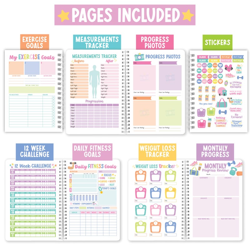 Hadley Designs Fitness Journal for Women - Workout Journal for Women, Food and Fitness Journals, Undated Workout Log Book Planner, Exercise and Gym Journals, Exercise Planner Weight Loss Tracker - Image 3