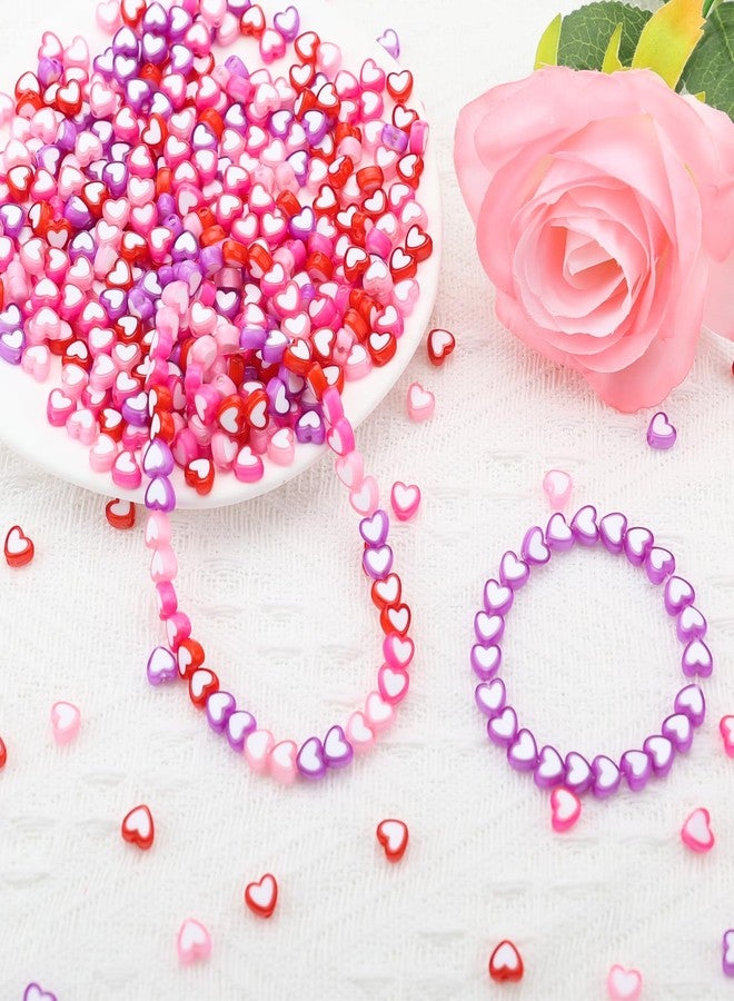 HSONAIGEE 700 Pieces Valentine’s Day Heart Beads, Assorted Colors Acylic Heart Bead for Bracelet Making Kit Jewelry Necklace Earring Making DIY Crafts - Image 4