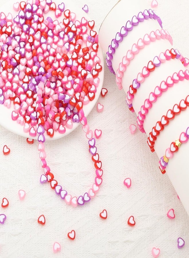 HSONAIGEE 700 Pieces Valentine’s Day Heart Beads, Assorted Colors Acylic Heart Bead for Bracelet Making Kit Jewelry Necklace Earring Making DIY Crafts - Image 5