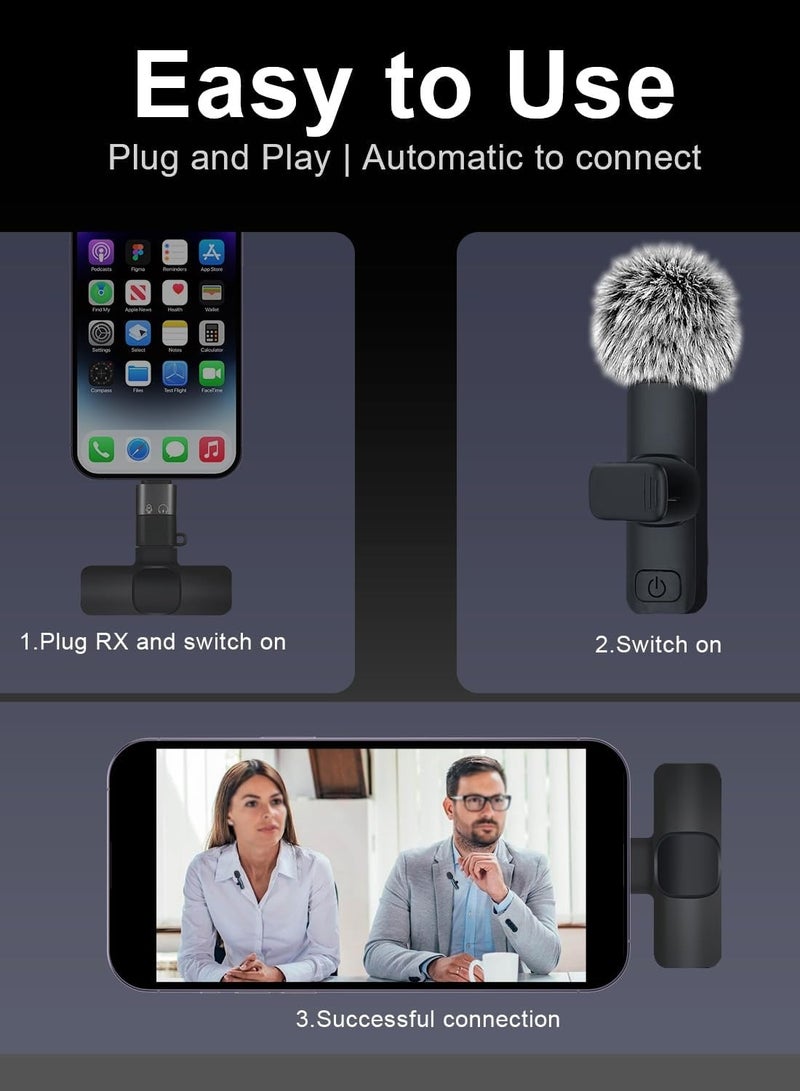 Wireless Lavalier Microphone for iPhone - Android, iPad, Tablets, Bluetooth Mini Microphone with Noise Canceling,65FT Transmission,6H Battery Life, Professional Lapel Mic for Video Recording  - Image 1