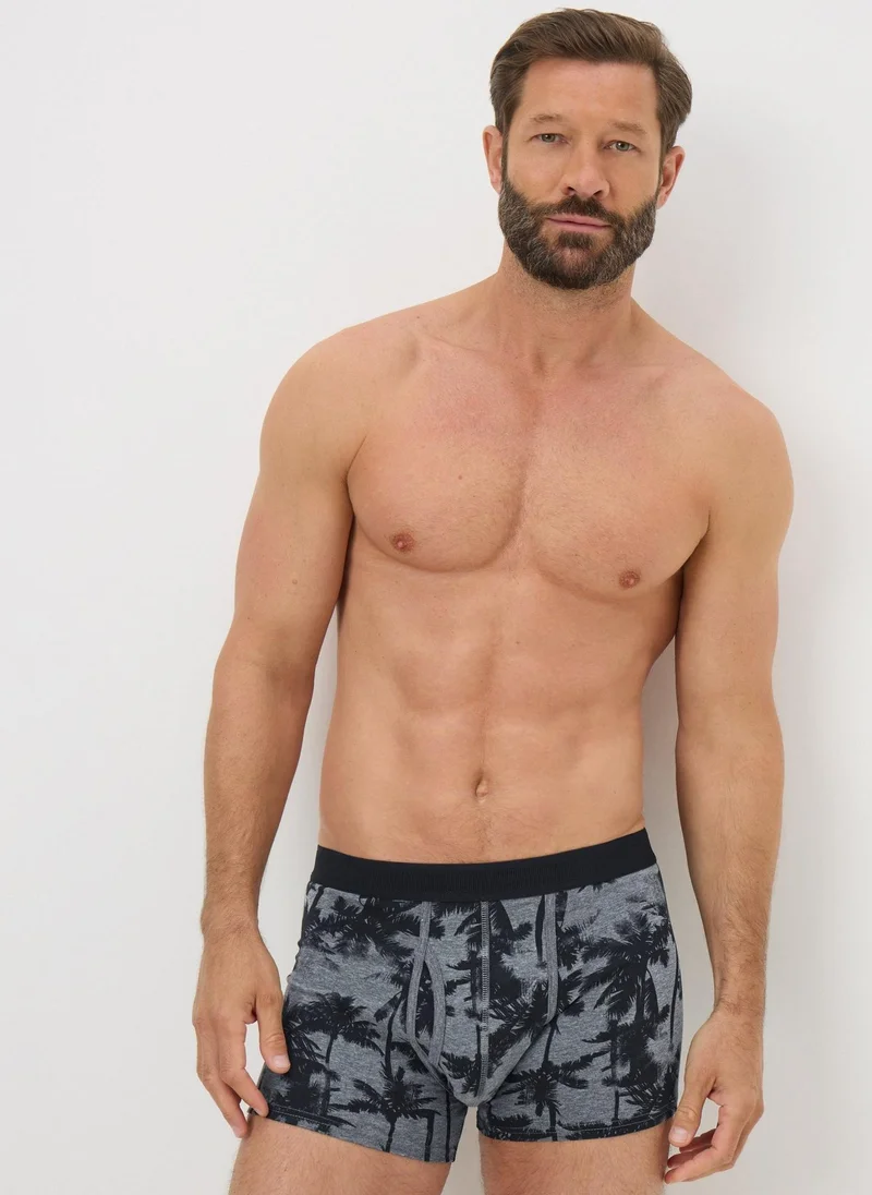 Matalan 3 Pack Black Palm Stripe Keyhole Boxers
