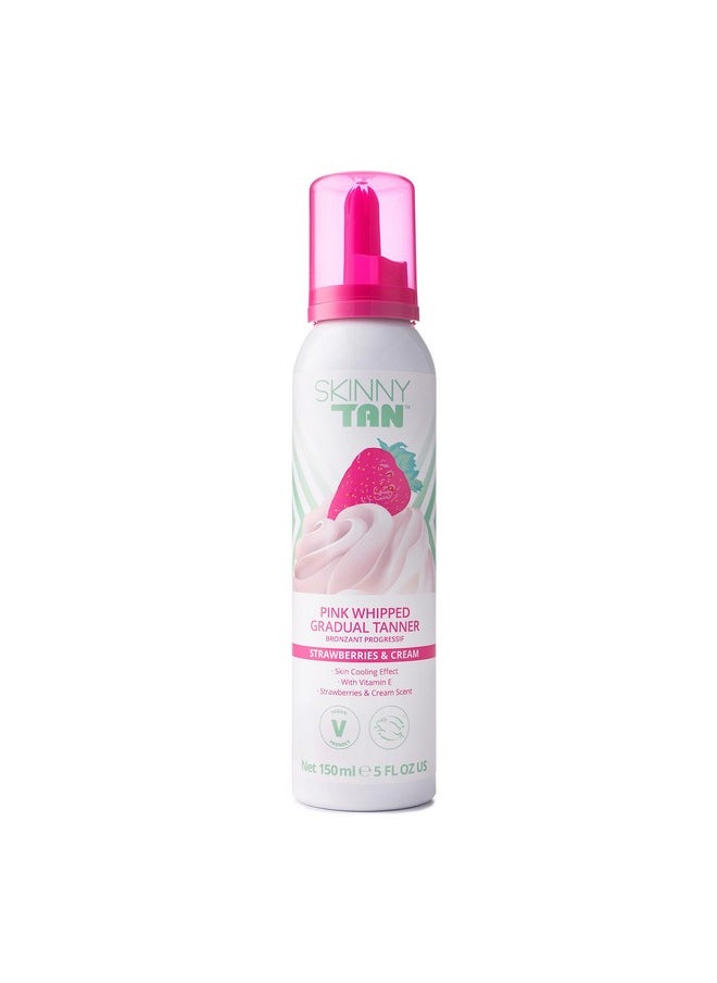 Skinny Tan Strawberries And Cream Pink Whipped Gradual Tanner - Long-Lasting And Fast-Drying Formula - Melts Effortlessly Onto Your Skin - Leaves You Looking Radiant And Hydrated - 5 Oz Bronzer  - Image 1