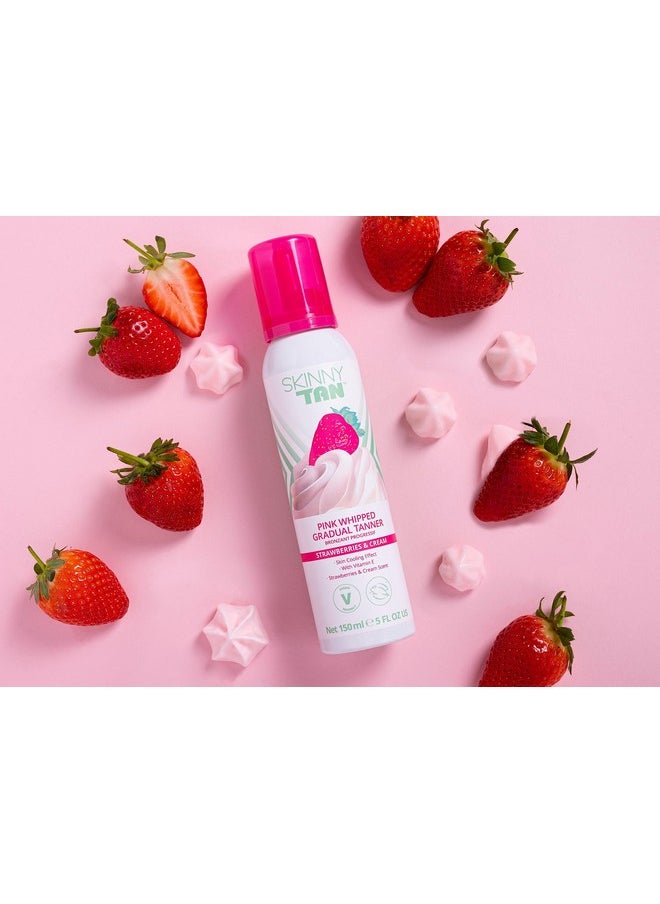 Skinny Tan Strawberries And Cream Pink Whipped Gradual Tanner - Long-Lasting And Fast-Drying Formula - Melts Effortlessly Onto Your Skin - Leaves You Looking Radiant And Hydrated - 5 Oz Bronzer  - Image 2