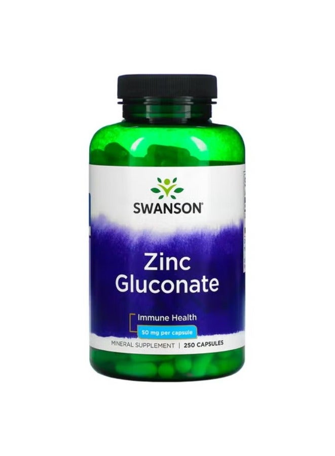 SWANSON Zinc Gluconate 50 mg 250 Capsules
