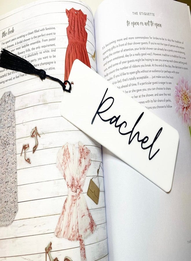 MEYA 10pcs Banks Acrylic Rectangular Bookmarks with Tassels for DIY Projects and Present Tags (White, 2''x6'') - Image 3