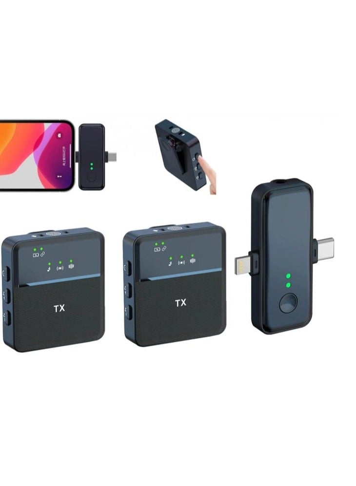 3 in 1 Wireless microphone for iPhone and Type-C Plug one with 2 Microphe - Image 1