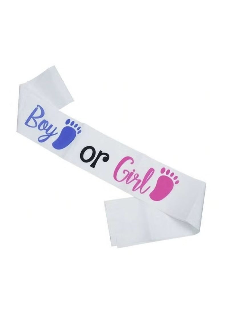 Two-Tone Blue and Pink Scarf for Gender Reveal – Text: Boy or Girl? Baby Gender Reveal, Party Supplies Kit with Decorations Games Gender Reveal - Image 2
