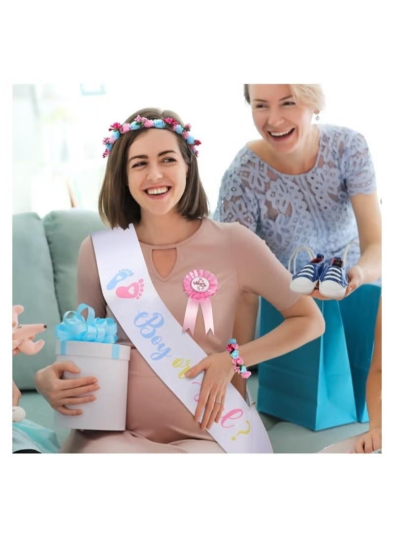 Two-Tone Blue and Pink Scarf for Gender Reveal – Text: Boy or Girl? Baby Gender Reveal, Party Supplies Kit with Decorations Games Gender Reveal - Image 4