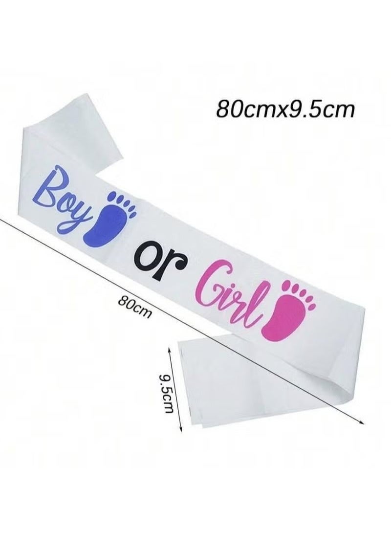 Two-Tone Blue and Pink Scarf for Gender Reveal – Text: Boy or Girl? Baby Gender Reveal, Party Supplies Kit with Decorations Games Gender Reveal - Image 3