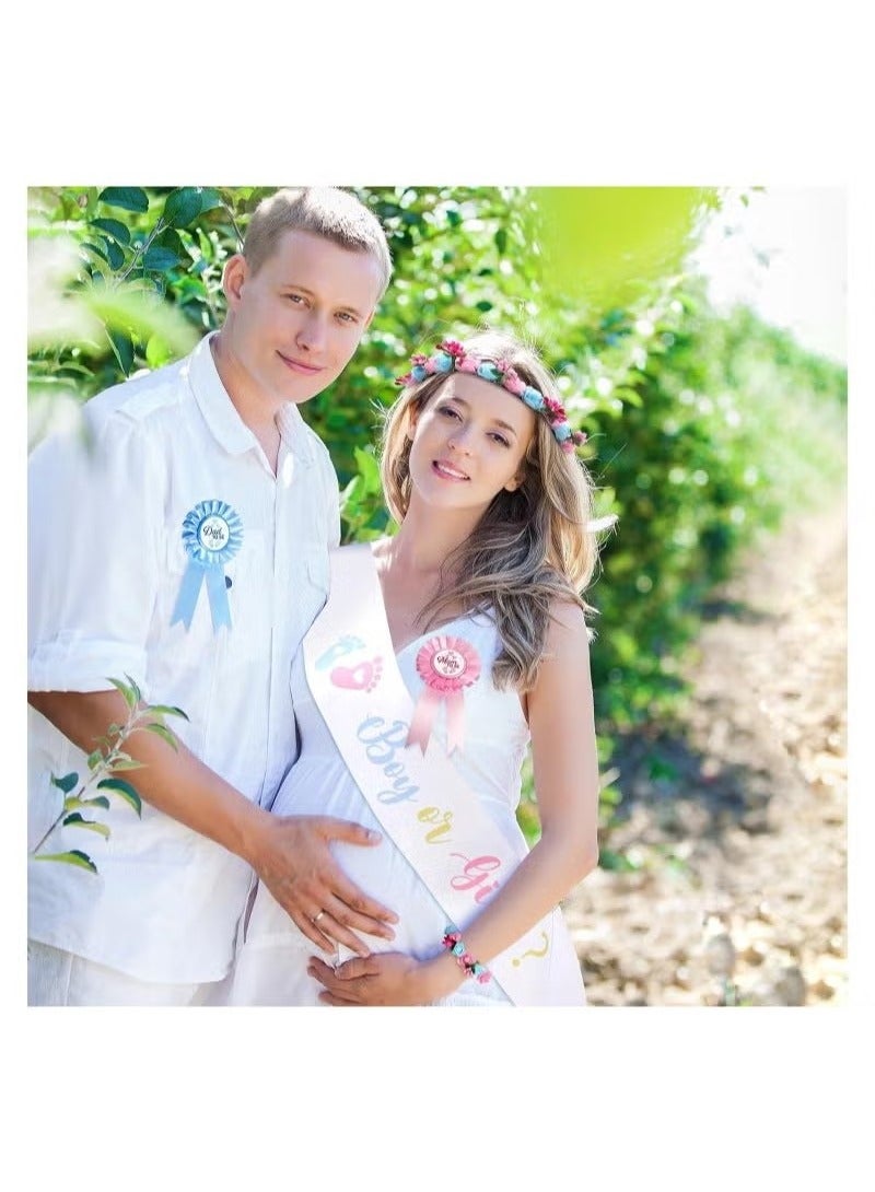 Two-Tone Blue and Pink Scarf for Gender Reveal – Text: Boy or Girl? Baby Gender Reveal, Party Supplies Kit with Decorations Games Gender Reveal - Image 5