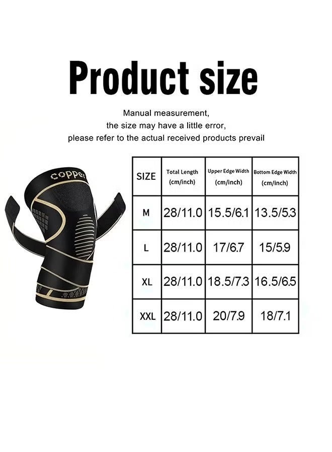 2 PCS Copper Knee Brace For Knee PainFor Men And Women ， Knee Compression Sleeves For Arthritis, ACL, Meniscus Tear, Joint Pain Relief, Knee Brace For Work, Running, Weightlifting (L) - Image 2