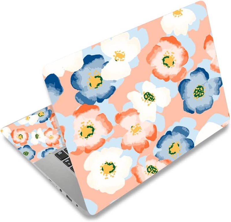 DINKY Laptop Skin Sticker Decal, 12" 13" 13.3" 14" 15" 15.4" 15.7 inch Laptop Universal Reusable Vinyl Skin Stickers Cover Art Decal Notebook PC Personalized Protector-Orange Flora - Image 1