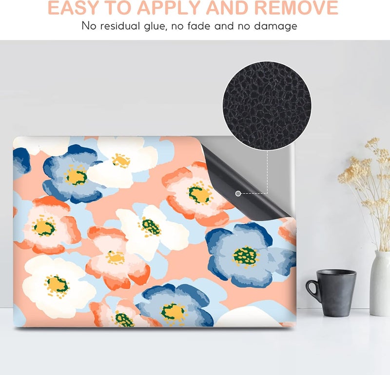 DINKY Laptop Skin Sticker Decal, 12" 13" 13.3" 14" 15" 15.4" 15.7 inch Laptop Universal Reusable Vinyl Skin Stickers Cover Art Decal Notebook PC Personalized Protector-Orange Flora - Image 5
