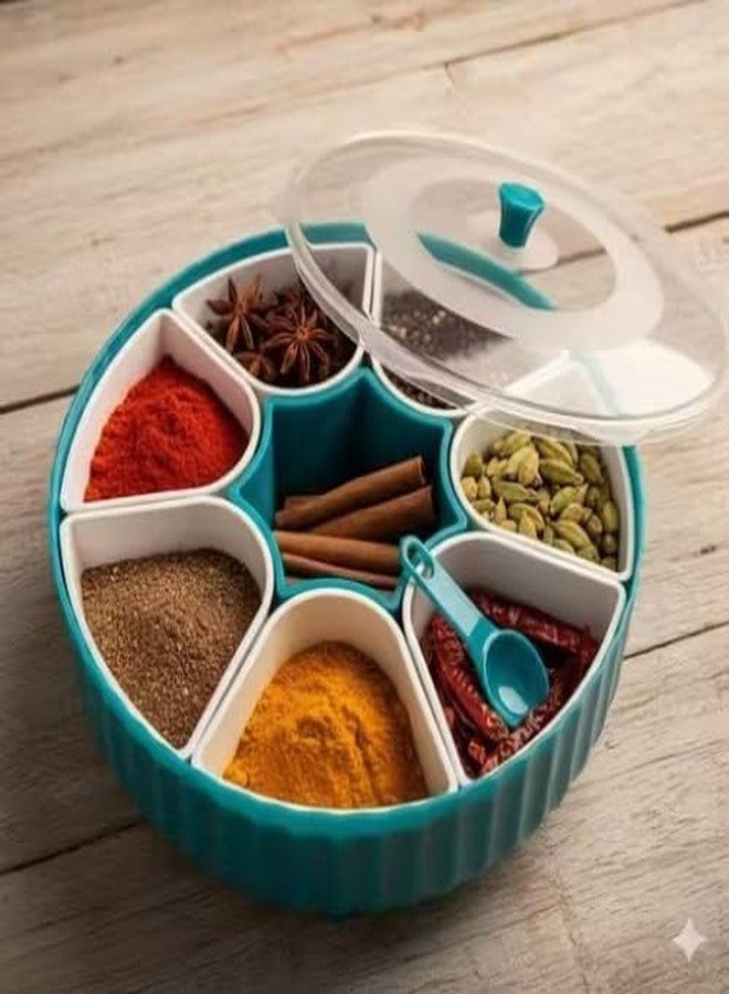 MILLOR 7 Compartment Masala box for Kitchen, 360° Revolving Eligant Spice Box, Spices Storage Containers, Rangoli Dabba Box Set - Image 2