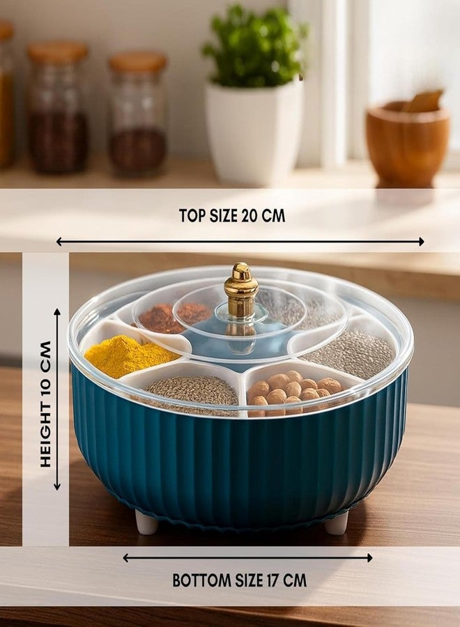 MILLOR 7 Compartment Masala box for Kitchen, 360° Revolving Eligant Spice Box, Spices Storage Containers, Rangoli Dabba Box Set - Image 3