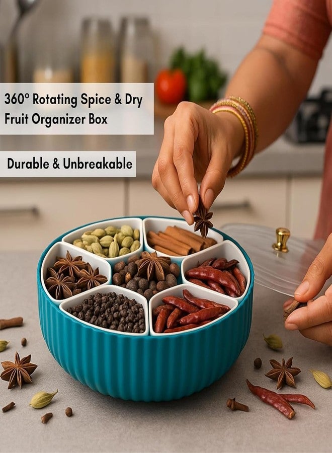 MILLOR 7 Compartment Masala box for Kitchen, 360° Revolving Eligant Spice Box, Spices Storage Containers, Rangoli Dabba Box Set - Image 5