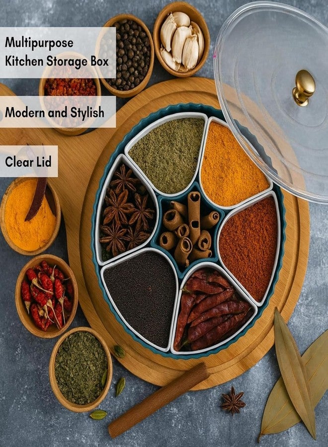 MILLOR 7 Compartment Masala box for Kitchen, 360° Revolving Eligant Spice Box, Spices Storage Containers, Rangoli Dabba Box Set - Image 4