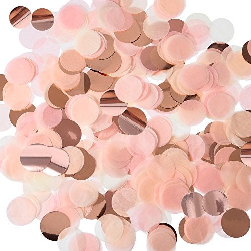 TecUnite Rose Gold Pink Confetti Tissue Paper Table Confetti 176 oz - Image 1