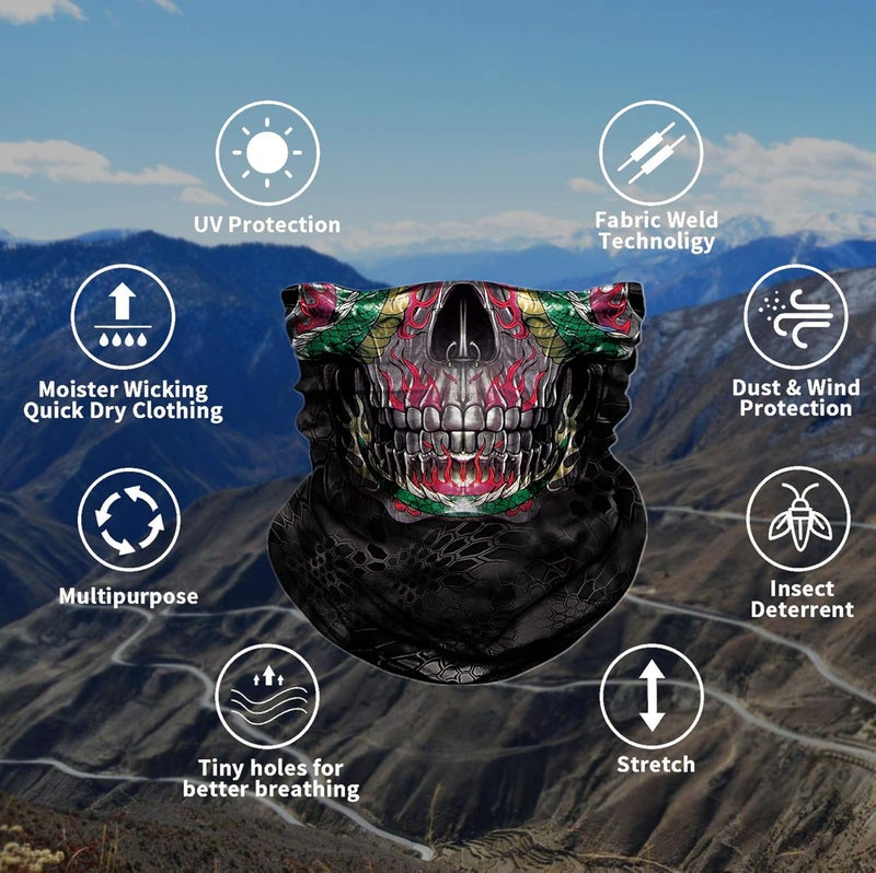 TERNNK Neck Gaiter Shield Scarf Bandana Face Mask Seamless UV Protection for Motorcycle Cycling Riding Running Headbands - Image 2
