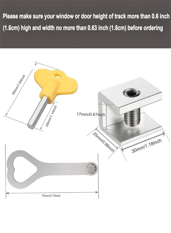 Window Locks, 6 Sets Adjustable Sliding Window Door Safety Locks with Key, Aluminum Window Locks Security Stoppers Adjustable Security Locks for Vertical Horizontal Slide Door Windows - Image 2