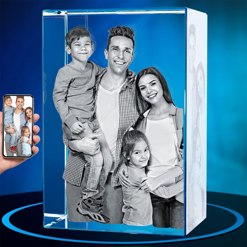 Artpix 3D Crystal Photo Higports for Women زوجة MEN MOM DAD HER GRAY FOLIDALD GIFT مع هدية مخصصة مع هدايا صورتك ثلاثية الأبعاد مخصصة للأزواج - Image 1