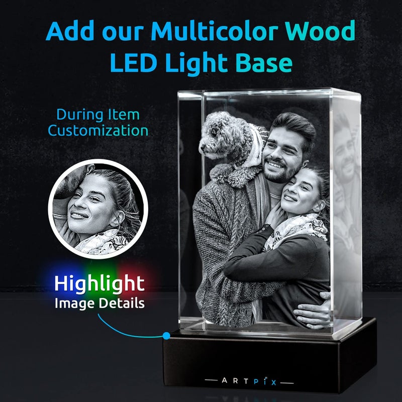 Artpix 3D Crystal Photo Higports for Women زوجة MEN MOM DAD HER GRAY FOLIDALD GIFT مع هدية مخصصة مع هدايا صورتك ثلاثية الأبعاد مخصصة للأزواج - Image 3