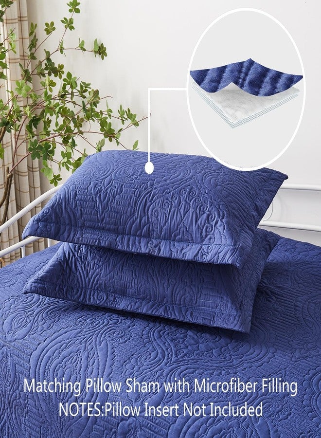 Jarson 3 Pcs Navy Sofa Daybed Cover Set Twin Size Daybed Bedding Double Sided Bed Set All Season Cozy Bedding Solid Color Classic Design Daybed Quilt Set with Matching Shams - Image 4