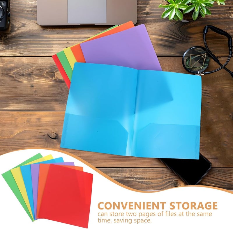MAGICLULU 6pcs A4 Vinyl Pocket Folders with Prongs, Colorful Plastic Two-Pocket File Folders for Office Filing Cabinet and School Document Organization - Image 3
