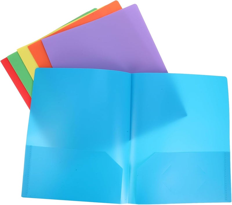 MAGICLULU 6pcs A4 Vinyl Pocket Folders with Prongs, Colorful Plastic Two-Pocket File Folders for Office Filing Cabinet and School Document Organization - Image 1