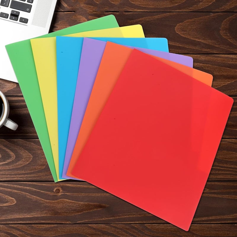 MAGICLULU 6pcs A4 Vinyl Pocket Folders with Prongs, Colorful Plastic Two-Pocket File Folders for Office Filing Cabinet and School Document Organization - Image 5